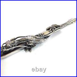 Brass Japanese Short Pipe Dragon Design Smoking Kiseru Silver Oxidized Tobacco