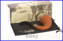 Brebbia First Calabash 925 Silver Band Rustic Briar Tobacco Pipe