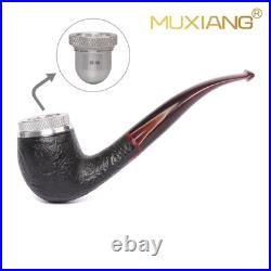 Briar Cigar Pipe 9mm Sandblasted Wooden Tobacco Pipe Cigar Tip Holder 52-58 Ring