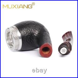 Briar Cigar Pipe 9mm Sandblasted Wooden Tobacco Pipe Cigar Tip Holder 52-58 Ring