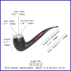 Briar Cigar Pipe 9mm Sandblasted Wooden Tobacco Pipe Cigar Tip Holder 52-58 Ring