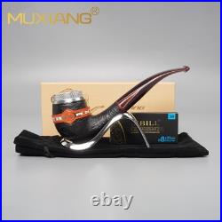 Briar Cigar Pipe 9mm Sandblasted Wooden Tobacco Pipe Cigar Tip Holder 52-58 Ring