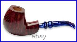 Briar Pipe Freehand Artisan Big Smoking Tobacco Bowl with Blue Acrylic Stem KAF