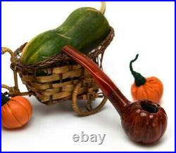 Briar Pipe Pumpkin Freehand Halloween Smoking Bowl with Orange Stem made by KAF