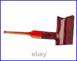 Briar Poker Pipe for Smoking with 9mm Filter Orange Acrylic Stem made by KAF