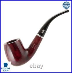 Briar Tobacco Pipe Bent Billiard Handmade Smooth Red Wood 6mm Filter Italian