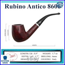 Briar Tobacco Pipe Bent Billiard Handmade Smooth Red Wood 6mm Filter Italian