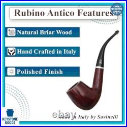 Briar Tobacco Pipe Bent Billiard Handmade Smooth Red Wood 6mm Filter Italian