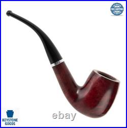 Briar Tobacco Pipe Bent Billiard Handmade Smooth Red Wood 6mm Filter Italian