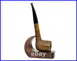 Briar Tobacco Pipe Partially Rusticated Straight Stem Smoking Bowl KAF Handmade