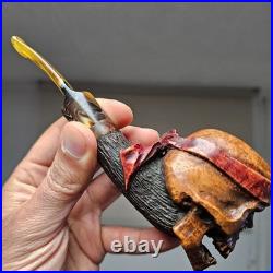 Briar Tobacco Smoking Pipe-Masterpiece by Desislav Gechev-Skull Sculptural Pipe
