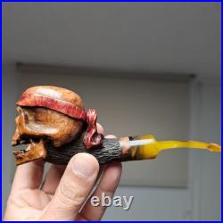 Briar Tobacco Smoking Pipe-Masterpiece by Desislav Gechev-Skull Sculptural Pipe