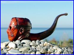 Briar Wood Portrait Tobacco Pipe Bust of Jason Voorhees by Oguz Simsek
