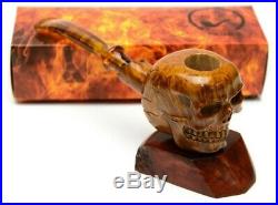 Briar Wood Smoking Tobacco Pipe Skull Ghost Rider Artisan Hand Carved Bowl Rare