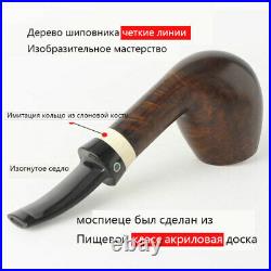 Briar Wood Tobacco Pipe Saddle Bent Stem Curved Handle 9mm Filter Smoking Pipe