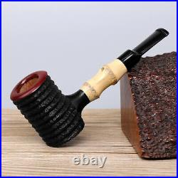 Briar Wooden Smoking Pipe Straight Acrylic Stem Poker Tobacco Pipe with 10 Tools