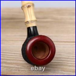Briar Wooden Smoking Pipe Straight Acrylic Stem Poker Tobacco Pipe with 10 Tools