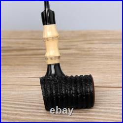 Briar Wooden Smoking Pipe Straight Acrylic Stem Poker Tobacco Pipe with 10 Tools