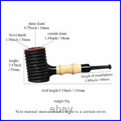 Briar Wooden Smoking Pipe Straight Acrylic Stem Poker Tobacco Pipe with 10 Tools