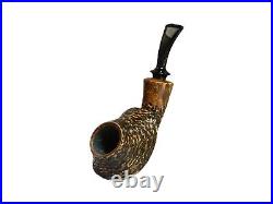 Briar pipe Freehand artisan pipe Rusticated wooden bowl Unusual unique pipe