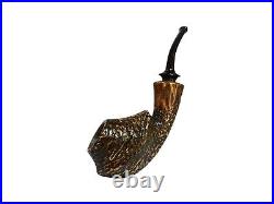 Briar pipe Freehand artisan pipe Rusticated wooden bowl Unusual unique pipe