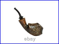 Briar pipe Freehand artisan pipe Rusticated wooden bowl Unusual unique pipe