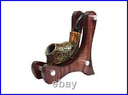 Briar pipe Freehand artisan pipe Rusticated wooden bowl Unusual unique pipe
