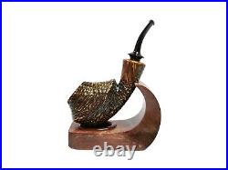 Briar pipe Freehand artisan pipe Rusticated wooden bowl Unusual unique pipe