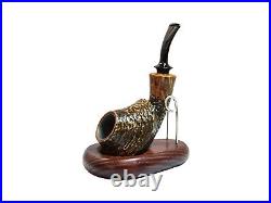Briar pipe Freehand artisan pipe Rusticated wooden bowl Unusual unique pipe