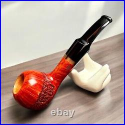 Briar pipe Freehand smoking pipe Tomato artisan shape with rusticated bowl pipe