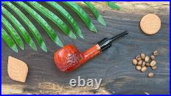 Briar pipe Freehand smoking pipe Tomato artisan shape with rusticated bowl pipe
