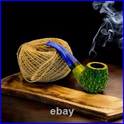 Briar pipe Smoking tobacco pipe Freehand pipe Artisan green pipe Exclusive pipe