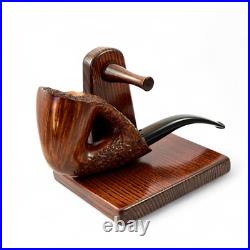 Briar pipe Smoking tobacco pipe Freehand pipe set with stand Artisan rare pipe