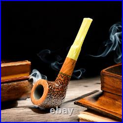 Briar pipe Tobacco smoking pipe Wooden rusticated artisan pipe Straight pipe