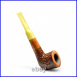 Briar pipe Tobacco smoking pipe Wooden rusticated artisan pipe Straight pipe