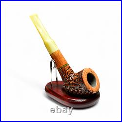 Briar pipe Tobacco smoking pipe Wooden rusticated artisan pipe Straight pipe