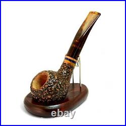 Briar smoking tobacco apple rusticated bowl freehand design wooden unique pipe