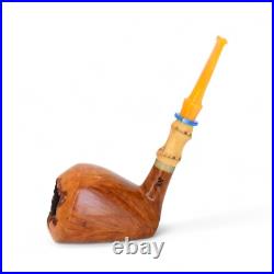 Briar smoking tobacco freehand artisan pipe with crazy bamboo and yellow stem