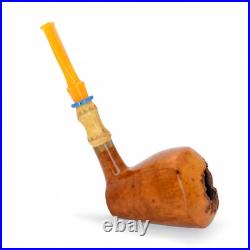 Briar smoking tobacco freehand artisan pipe with crazy bamboo and yellow stem