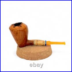 Briar smoking tobacco freehand artisan pipe with crazy bamboo and yellow stem