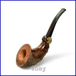 Briar smoking tobacco freehand rusticated HORN rare artisan unique wooden pipe