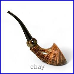 Briar smoking tobacco freehand rusticated HORN rare artisan unique wooden pipe