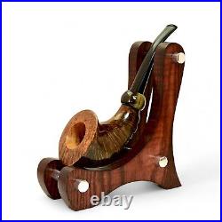 Briar smoking tobacco freehand rusticated HORN rare artisan unique wooden pipe