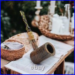 Briar smoking tobacco pipe with Bamboo shank Freehand artisan unique wooden bowl