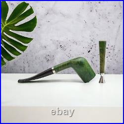 Briar smoking tobacco pipe with tamper Freehand green artisan bowl unique design