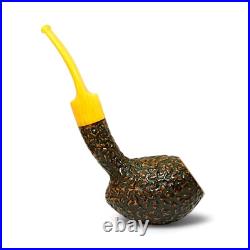 Briar smoking tobacco rusticated freehand artisan unique wooden sherlock pipe