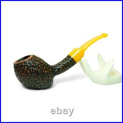 Briar smoking tobacco rusticated freehand artisan unique wooden sherlock pipe