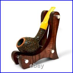 Briar smoking tobacco rusticated freehand artisan unique wooden sherlock pipe