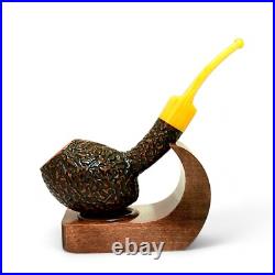 Briar smoking tobacco rusticated freehand artisan unique wooden sherlock pipe
