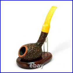 Briar smoking tobacco rusticated freehand artisan unique wooden sherlock pipe